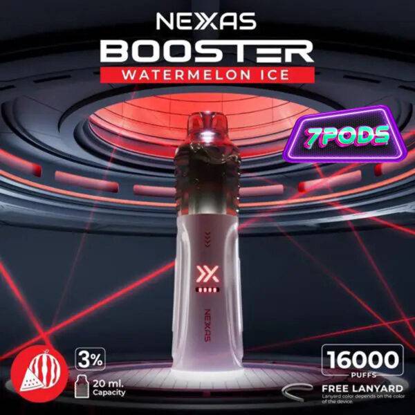 พอตใช้แล้วทิ้ง Nexas Booster 16000 Nicotine 3% กลิ่น Watermelon Ice