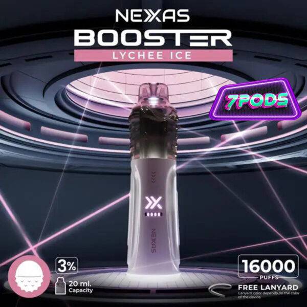 พอตใช้แล้วทิ้ง Nexas Booster 16000 Nicotine 3% กลิ่น Lychee Ice