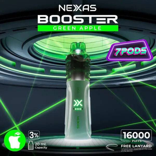 พอตใช้แล้วทิ้ง Nexas Booster 16000 Nicotine 3% กลิ่น Green Apple