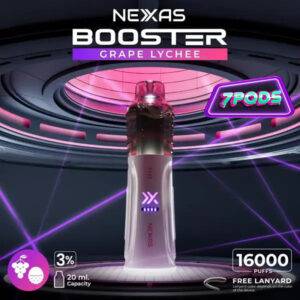 พอตใช้แล้วทิ้ง Nexas Booster 16000 Nicotine 3% กลิ่น Grape Lychee