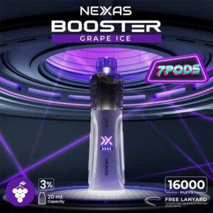 พอตใช้แล้วทิ้ง Nexas Booster 16000 Nicotine 3% กลิ่น Grape Ice
