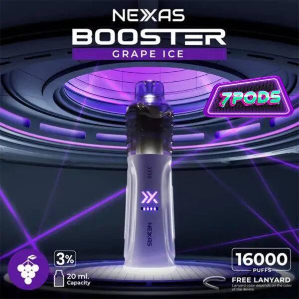 พอตใช้แล้วทิ้ง Nexas Booster 16000 Nicotine 3% กลิ่น Grape Ice