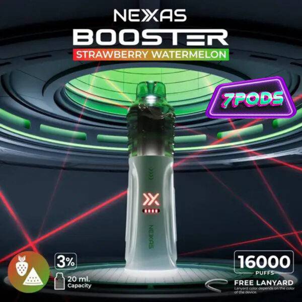 พอตใช้แล้วทิ้ง Nexas Booster 16000 Nicotine 3% กลิ่น Strawberry Watermelon