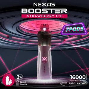 พอตใช้แล้วทิ้ง Nexas Booster 16000 Nicotine 3% กลิ่น Strawberry Ice