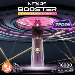 พอตใช้แล้วทิ้ง Nexas Booster 16000 Nicotine 3% กลิ่น Strawberry Banana