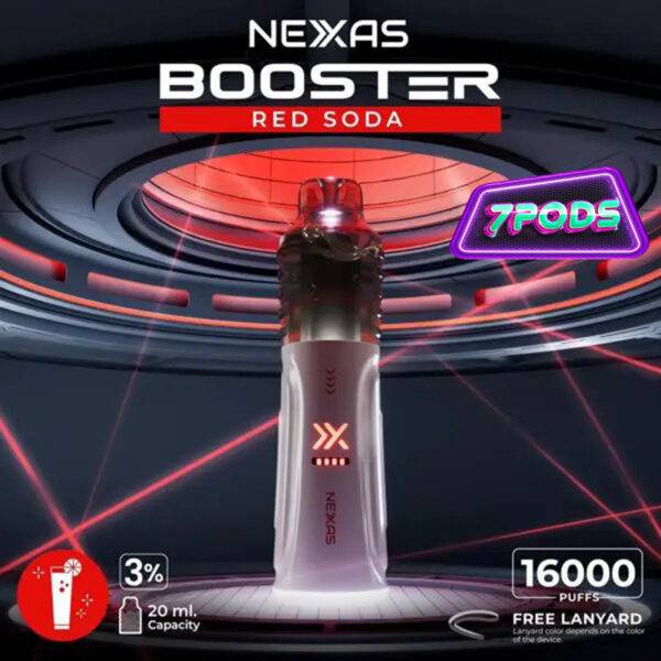 พอตใช้แล้วทิ้ง Nexas Booster 16000 Nicotine 3% กลิ่น Red Soda