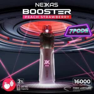 พอตใช้แล้วทิ้ง Nexas Booster 16000 Nicotine 3% กลิ่น Peach Strawberry