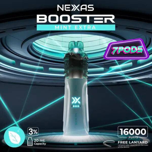พอตใช้แล้วทิ้ง Nexas Booster 16000 Nicotine 3% กลิ่น Mint Extra