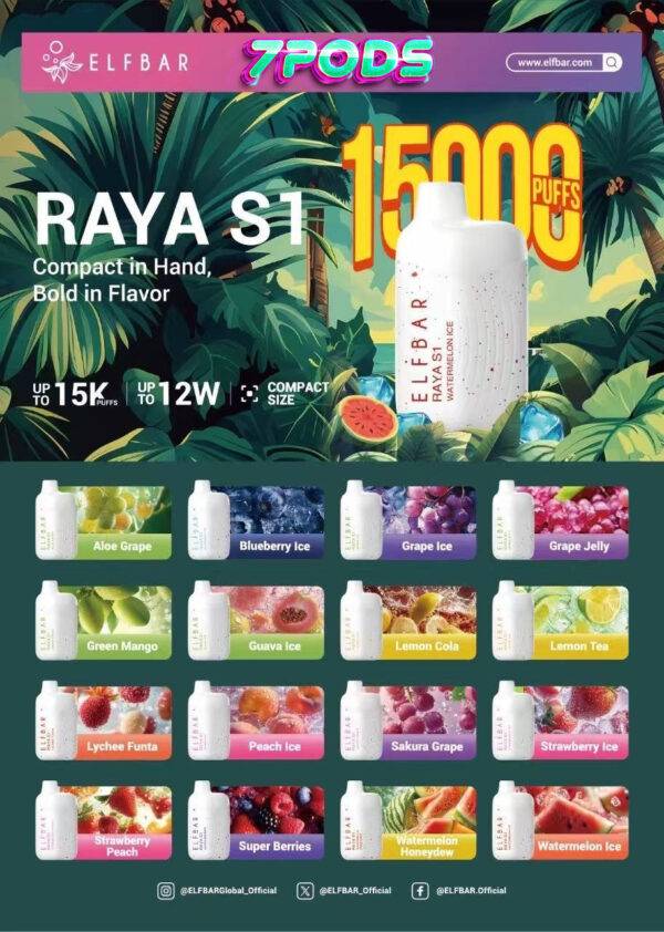 พอตใช้แล้วทิ้ง Elfbar Raya S1 15000
