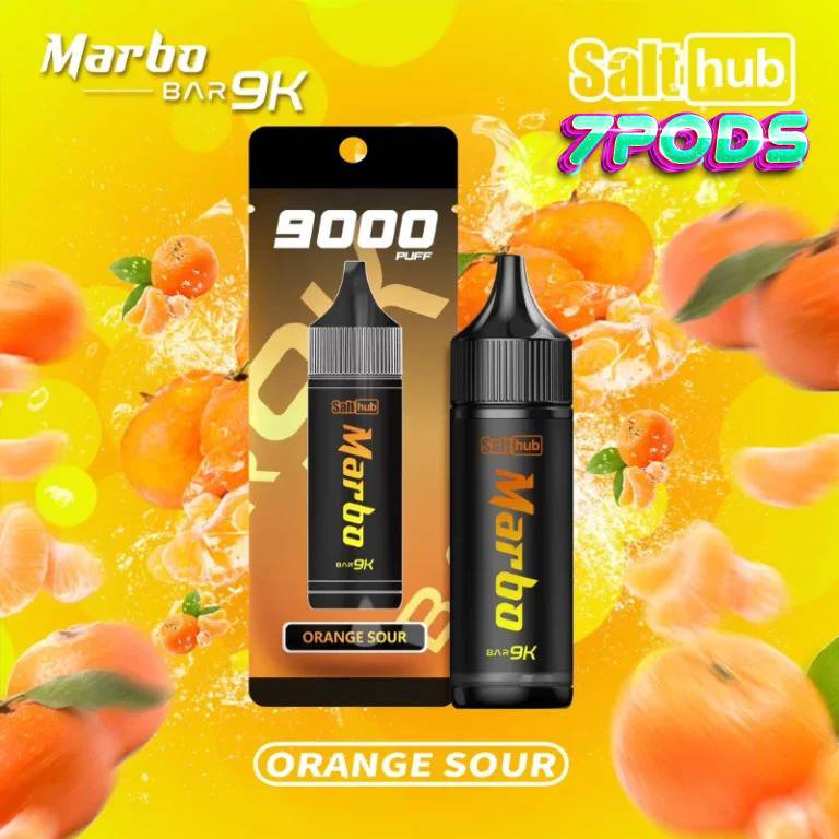 พอตใช้แล้วทิ้ง Marbo 9000 puffs กลิ่น Orange Sour