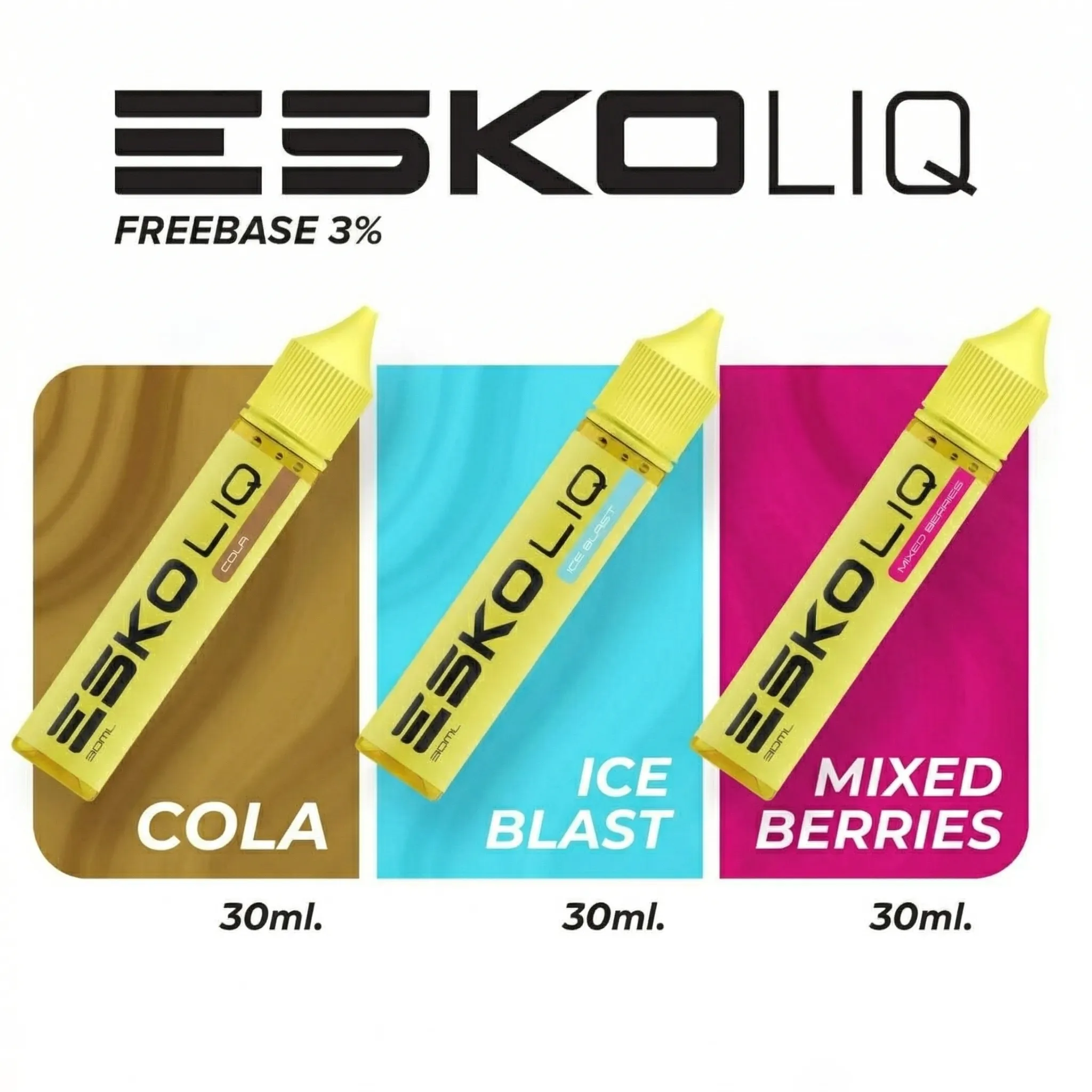 น้ำยาขวด ESKO LIQ Freebase 30ml กลิ่น Cola, Ice Blast, Mixed Berries ของแท้ 7Pods