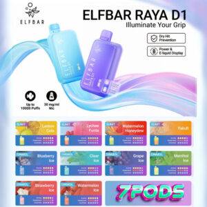 พอตใช้แล้วทิ้ง Elfbar Raya D1 10,000 คำ ของแท้ 7Pods