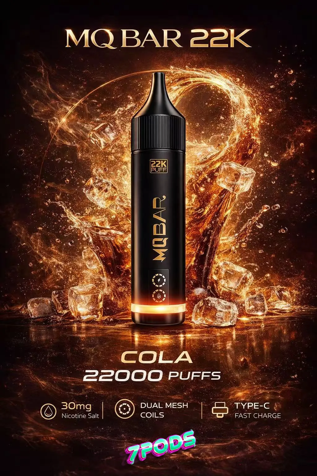 พอตใช้แล้วทิ้ง MQ Bar 22K กลิ่น Cola โคล่า โค้ก