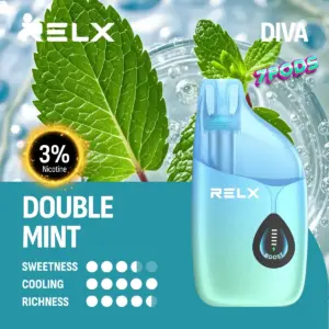 พอตใช้แล้วทิ้ง RELX Diva 30K กลิ่น Double Mint ดับเบิลมิ้นท์ นิโคติน 3% Nic 3%
