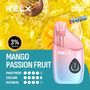 พอตใช้แล้วทิ้ง RELX Diva 30K กลิ่น Mango Passionfruit มะม่วงเสาวรส นิโคติน 3% Nic 3%