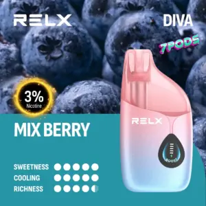 พอตใช้แล้วทิ้ง RELX Diva 30K กลิ่น Mix Berry มิกซ์เบอร์รี่ นิโคติน 3% Nic 3%