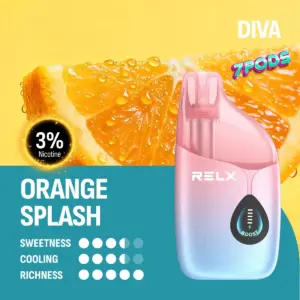 พอตใช้แล้วทิ้ง RELX Diva 30K กลิ่น Orange Splash ส้มสแปลช นิโคติน 3% Nic 3%